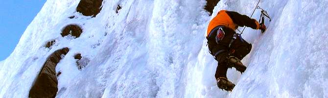 Ice climbing on Cascade du Tour, Winter Intro Ice & Alpine course