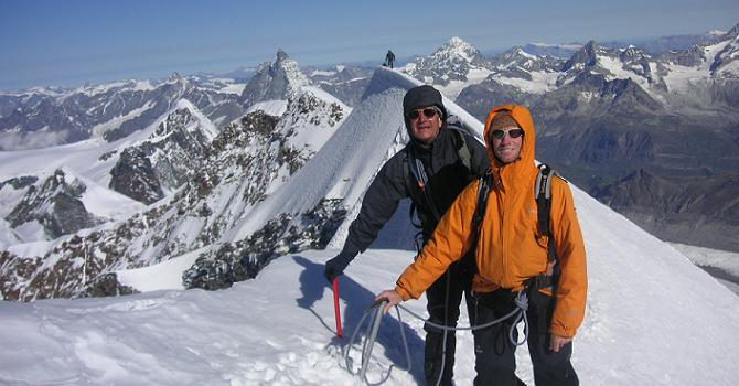 On the Monte Rosa, with the Matterhorn in the background