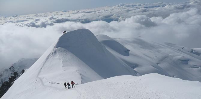 The stunning snow ridge above the Bosses on Mont Blanc