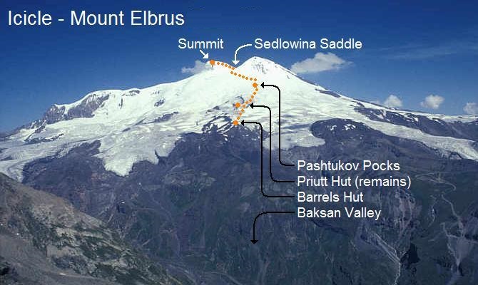 View of the southern icefields of Kilimanjaro from the Karanga camp at 3961m