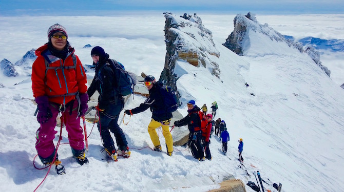 Icicle group approaching the summit of Gran Paradiso 4061m