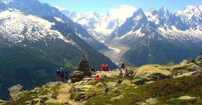 Looking over to the Mer de Glace from the Aiguilles Rouges