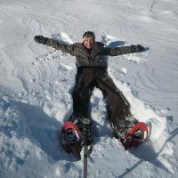 Photo: making snow angels while snowshoeing