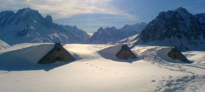 Photo: the Chalets de Loriaz and the view to Mont Blanc