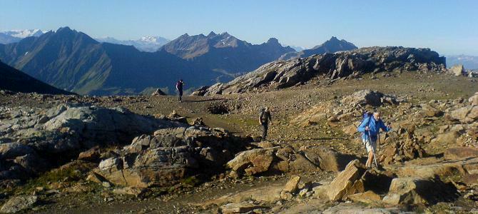 Ascending to the Tete Nord du Fours on the TMB