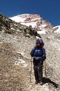 Descending, with summit behind