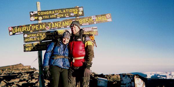 September 2006 expedition leaders, Sarah and Kingsley, on the summit.