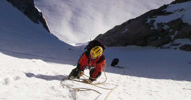 Climbing up to Col Copt in the Aiguilles Dorees