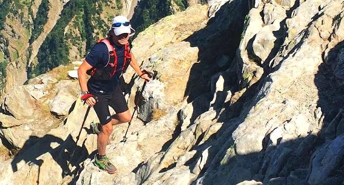 Trail running on steeper ground. Gran Canaria trail running