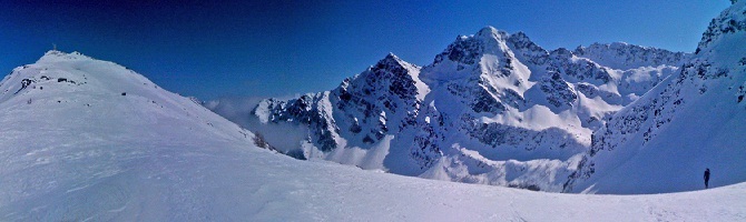 Approaching the snowshoe summit of Punta della Crocce