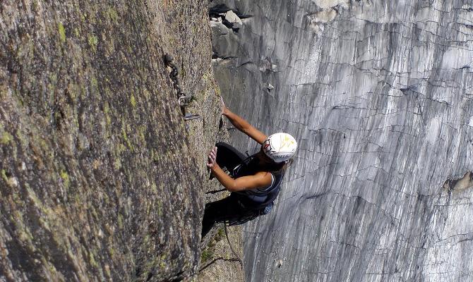 Climbing on the Envers des Aiguilles slabs