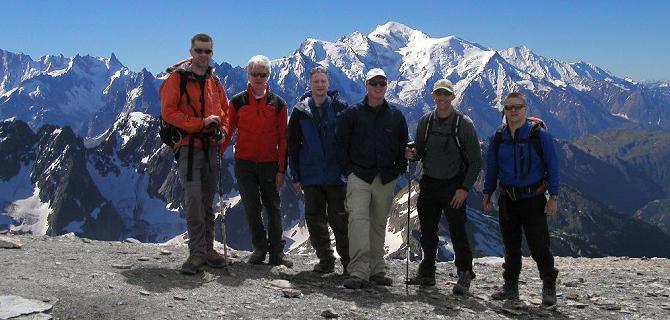 On the summit of Mont Buet 3096m, looking towards the Mont Blanc massif