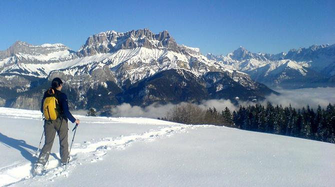 Snowshoeing in the Aravis, near Chamonix