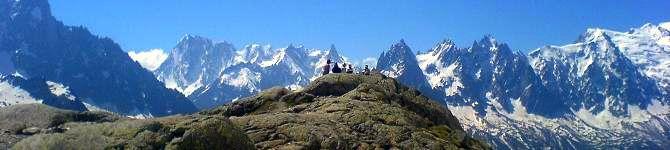 Views from the Lac Blanc on the TMB, across to Mont Blanc